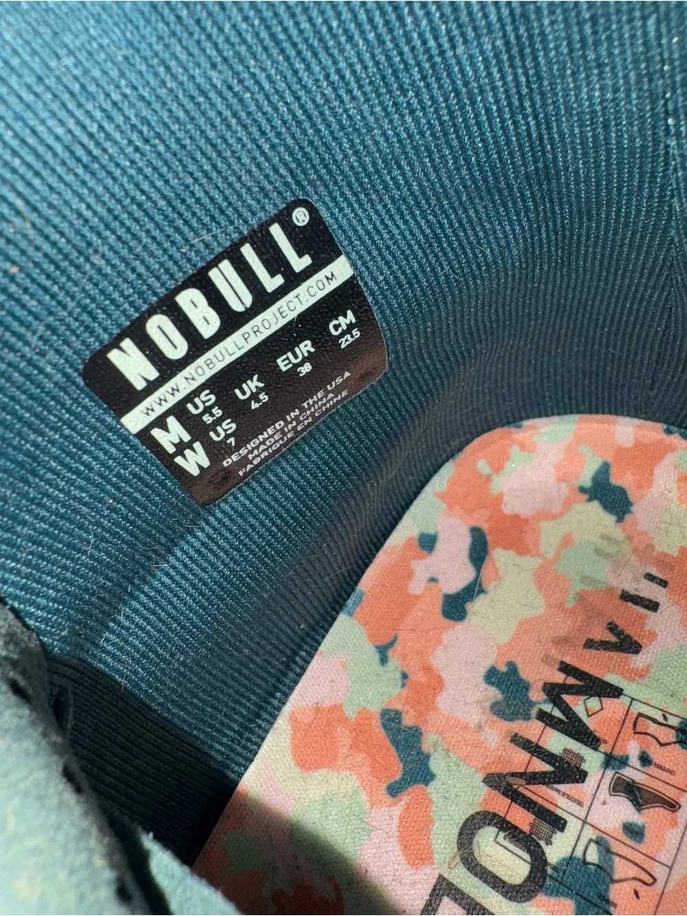 NOBULL Teal High-Top Training Shoes with Multicolor Patterned Soles